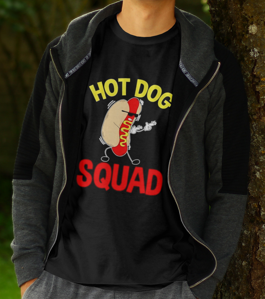 Hot Dog Squad Funny Cartoon Mustard Enthusiasts T-Shirt