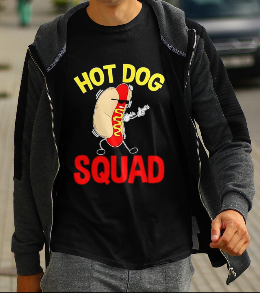 Hot Dog Squad Funny Cartoon Mustard Enthusiasts T-Shirt
