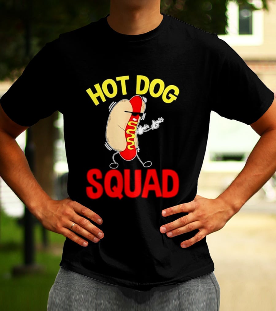 Hot Dog Squad Funny Cartoon Mustard Enthusiasts T-Shirt