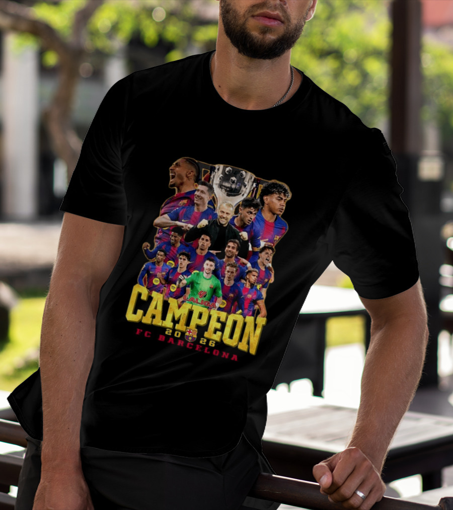 Laliga Campeón 2026 FC Barcelona Players Celebration T-Shirt