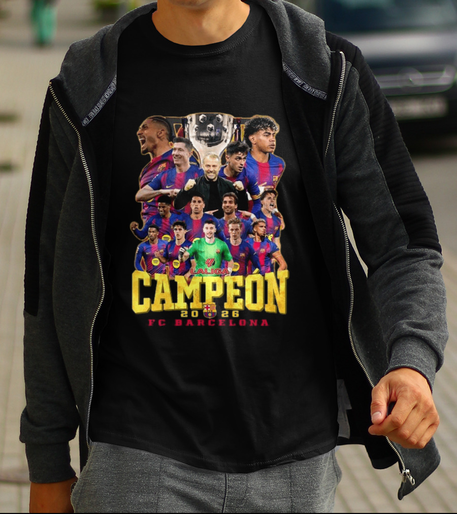 Laliga Campeón 2026 FC Barcelona Players Celebration T-Shirt