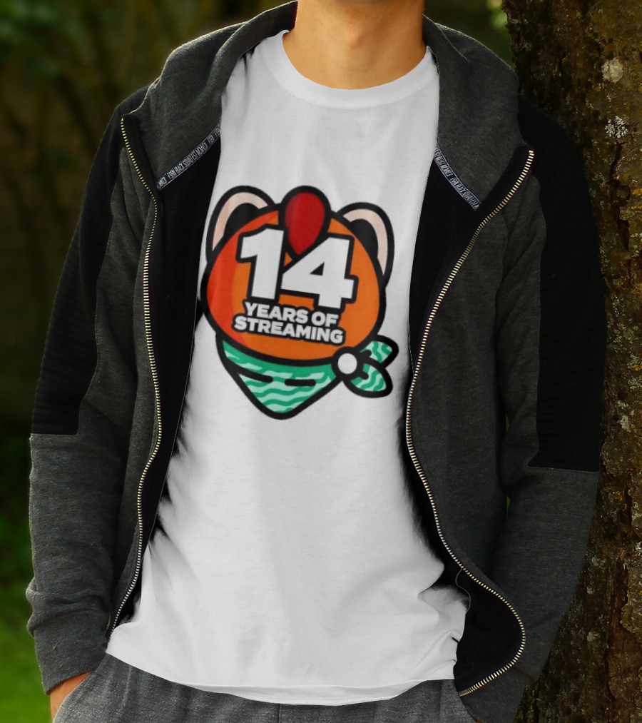 14 Years Of Streaming Cat Ear Design With Bandana T-Shirt