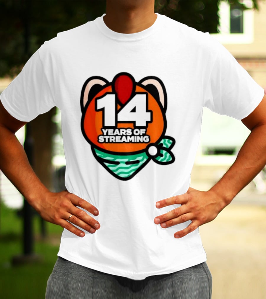 14 Years Of Streaming Cat Ear Design With Bandana T-Shirt