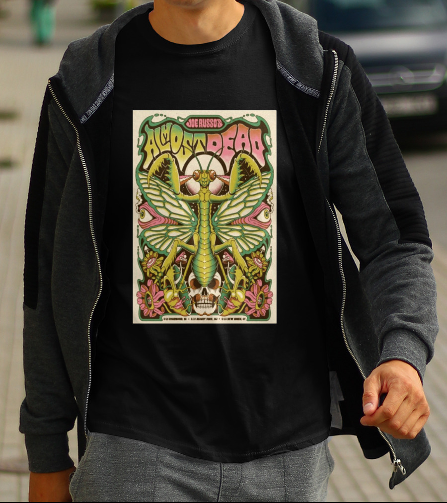 Joe Russo's Almost Dead 5 22 2026 Asbury Park NJ Mantis Skull Psychedelic T-Shirt