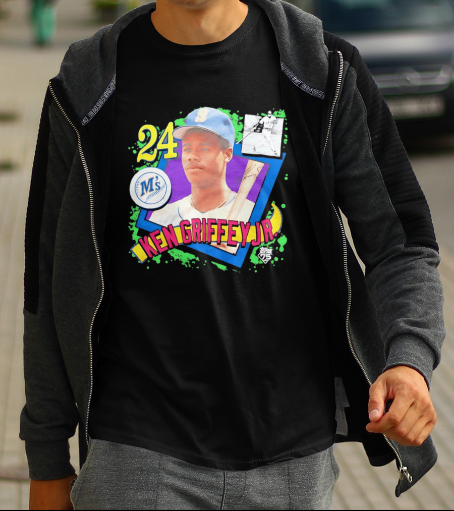 24 Ken Griffey Jr Seattle Mariners M's Topps 75 Remix Graffiti T-Shirt