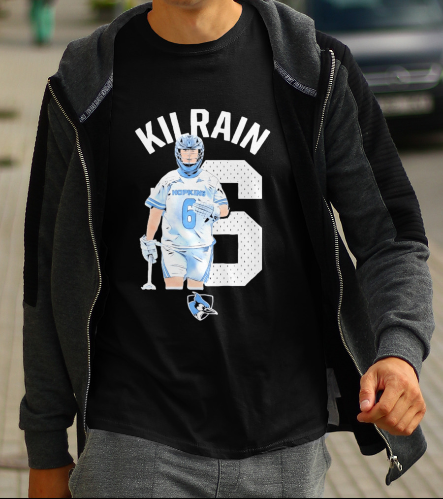 Kilrain 6 Hopkins Lacrosse Player With Blue Jay T-Shirt