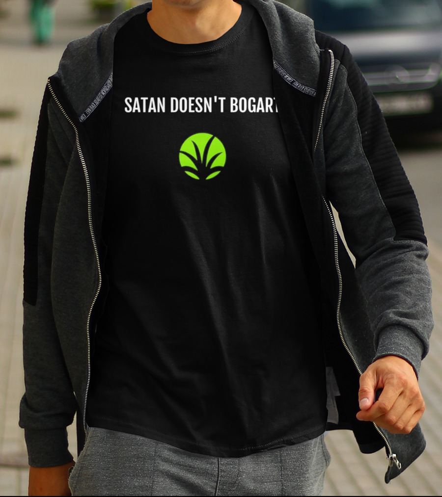 Satan Doesn't Bogart Green Leaf T-Shirt