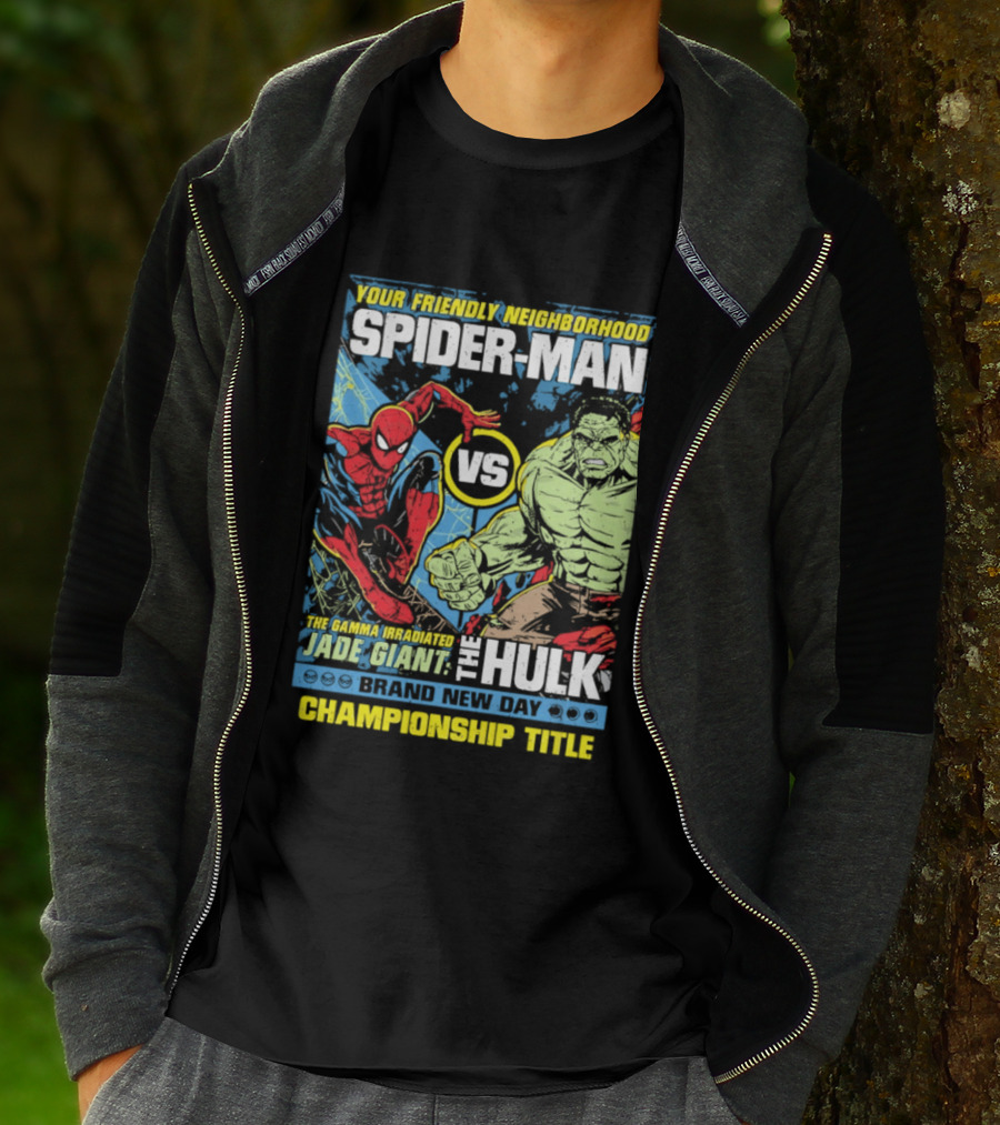 Your Friendly Neighborhood Spider Man Vs The Hulk Championship Title Brand New Day T-Shirt