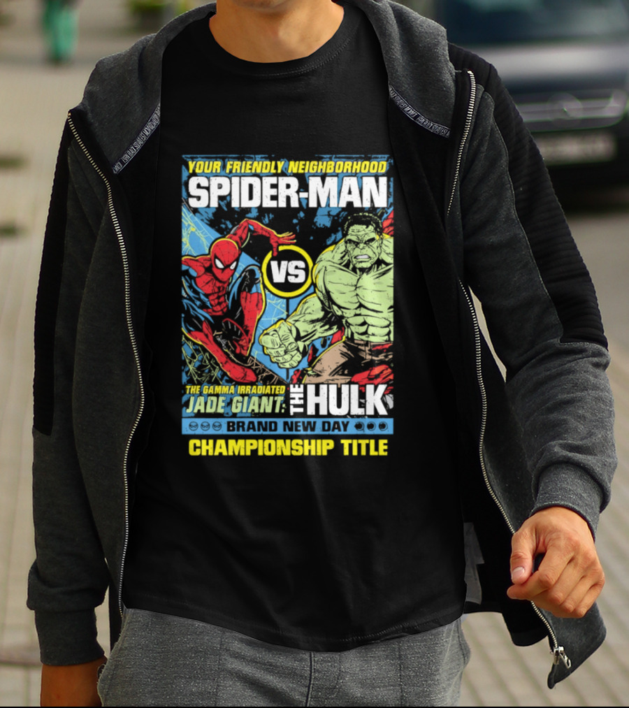 Your Friendly Neighborhood Spider Man Vs The Hulk Championship Title Brand New Day T-Shirt