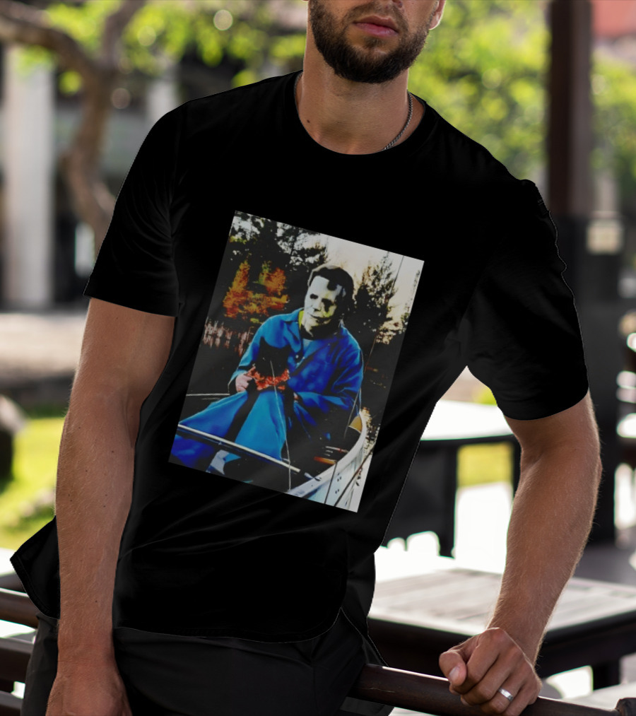 Michael Myers Lake Fishing With Cat In Boat T-Shirt