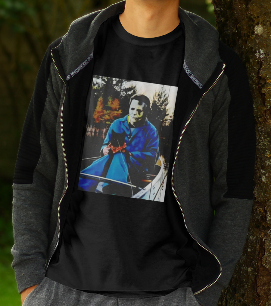 Michael Myers Lake Fishing With Cat In Boat T-Shirt