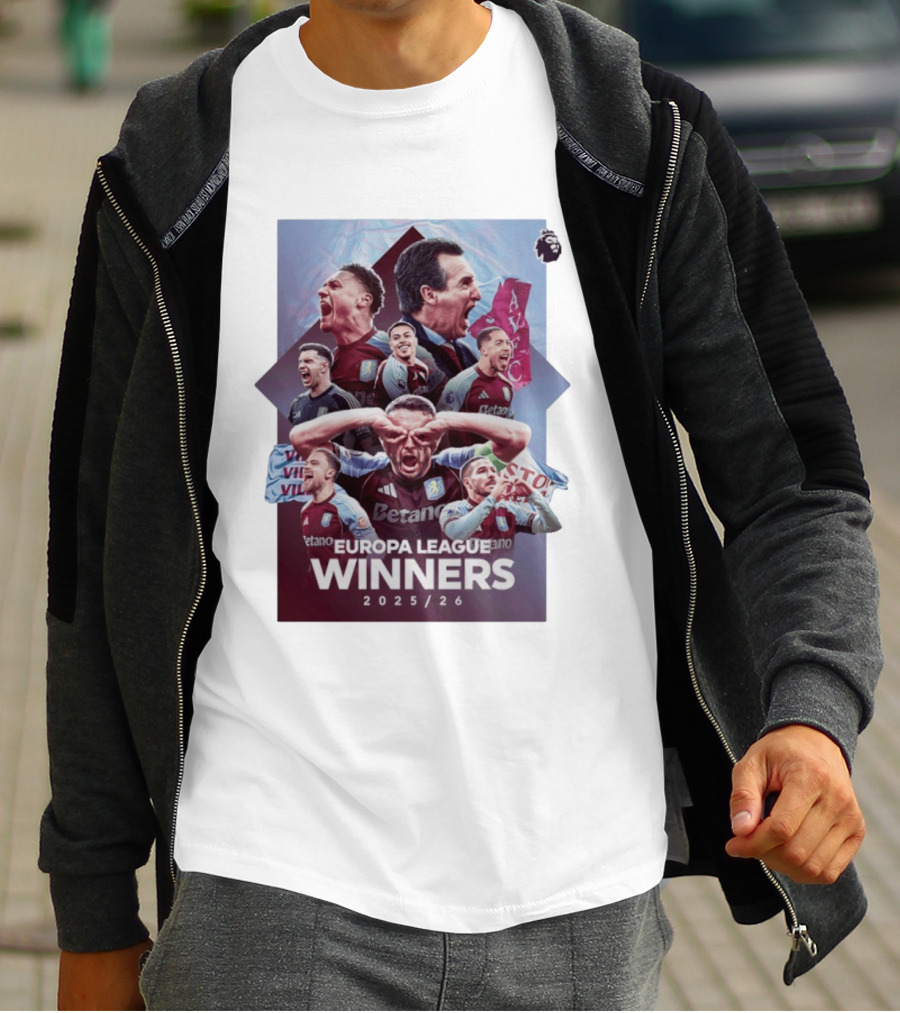 Aston Villa Europa League Champions 2025 2026 Betano Premier League T-Shirt