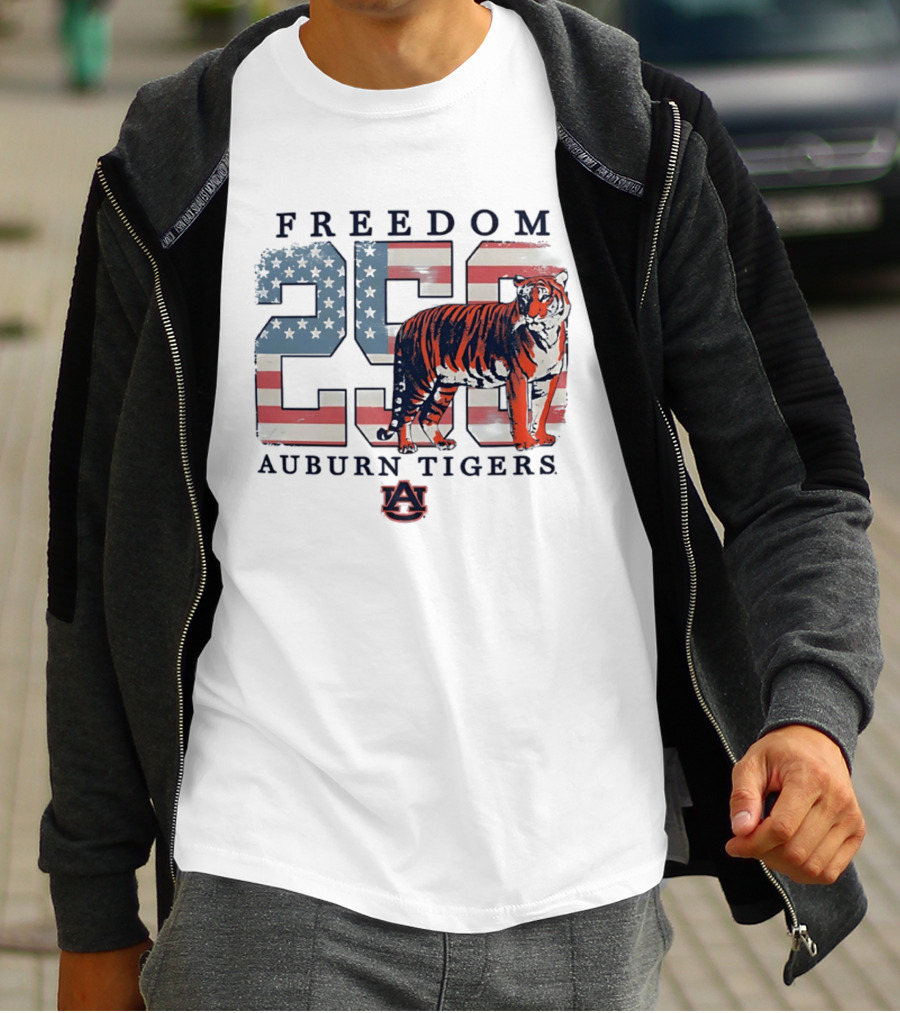 Freedom 250 Auburn Tigers Americana Flag Tiger T-Shirt