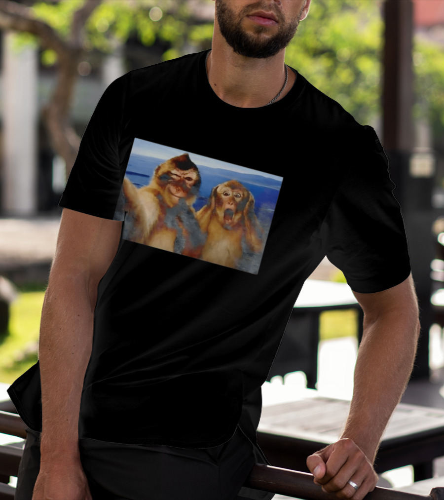 Funny Thinking Monkey Meme Surprised Expression Moments T-Shirt