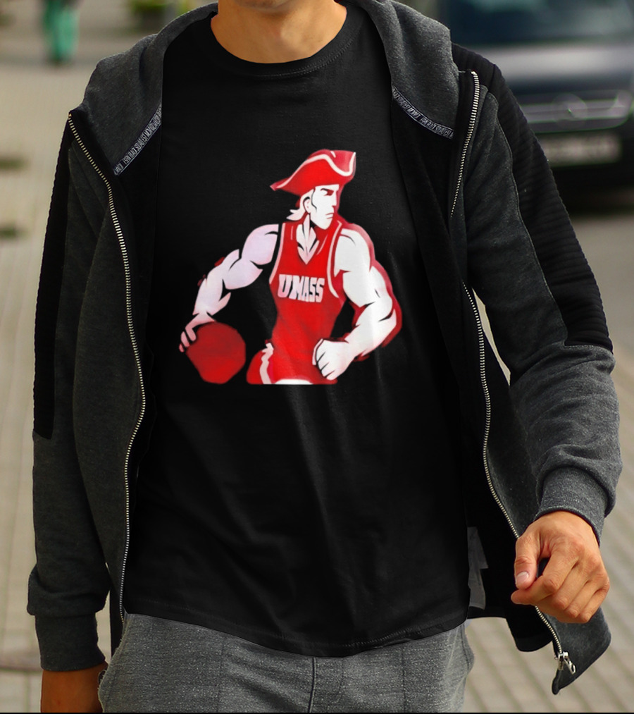 UMass Minutemen Basketball Red Jersey Embroidery T-Shirt