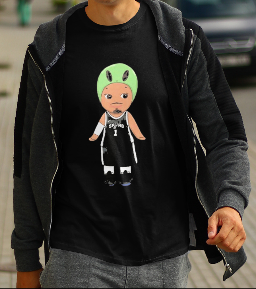 Victor Wembanyama Spurs Alien Chibi Basketball T-Shirt