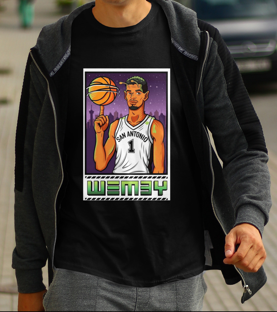 Wembanyama San Antonio Spurs Wemby Giclee Basketball Star Number 1 T-Shirt