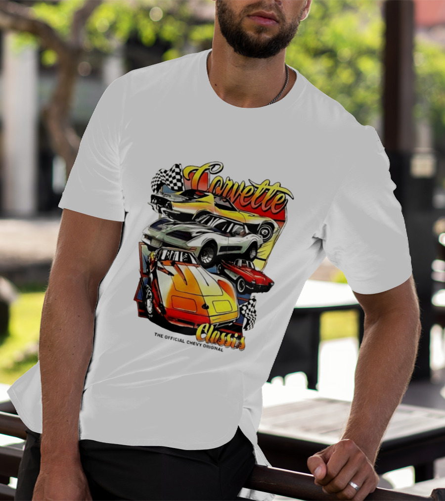 Corvette Classics The Official Chevy Original Cars Racing Flags T-Shirt
