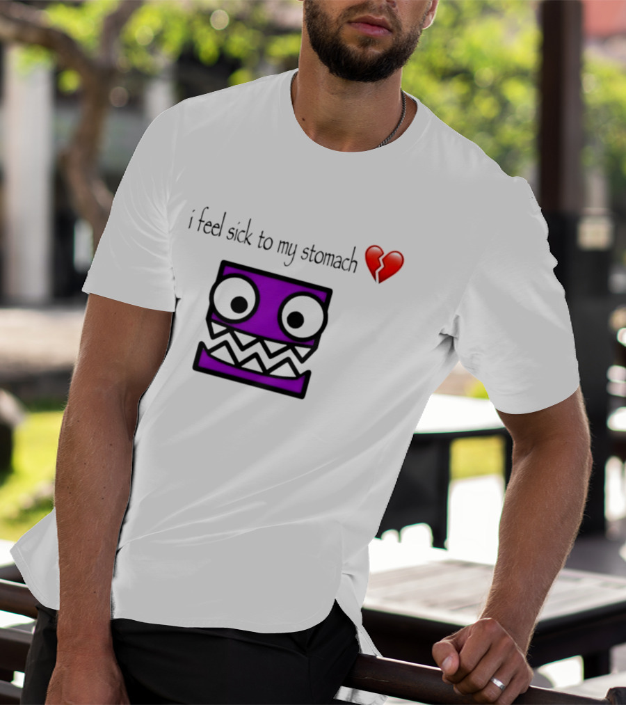Geometry Dash I Feel Sick To My Stomach Broken Heart Pixel Art Monster T-Shirt
