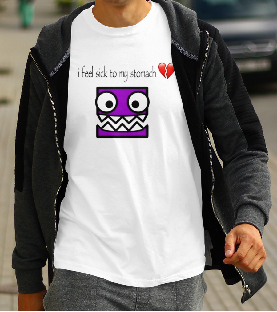 Geometry Dash I Feel Sick To My Stomach Broken Heart Pixel Art Monster T-Shirt
