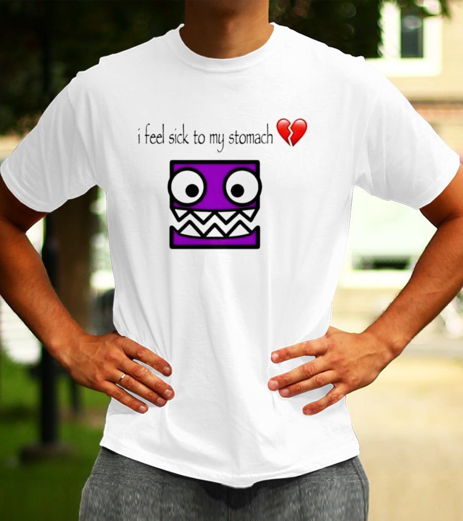 Geometry Dash I Feel Sick To My Stomach Broken Heart Pixel Art Monster T-Shirt