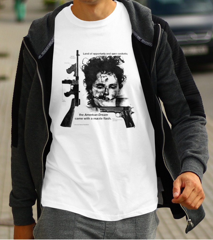 Land Of Opportunity Open Caskets American Dream Muzzle Flash T-Shirt