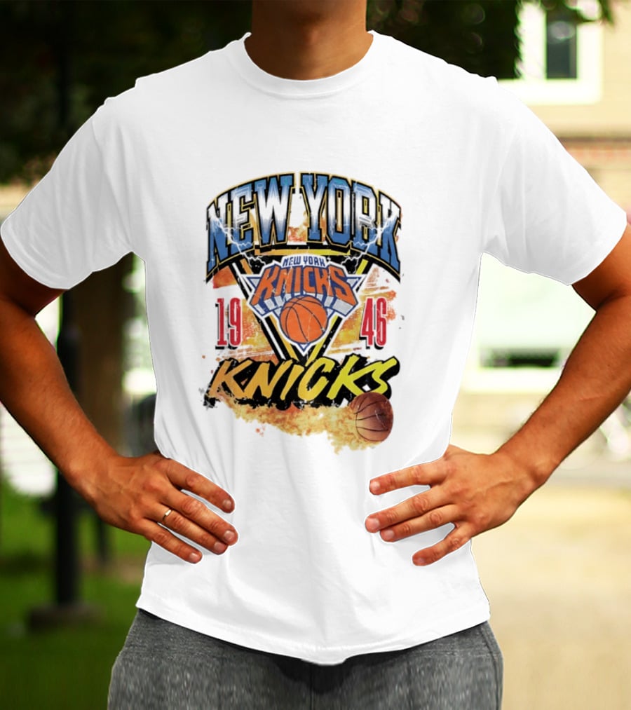 New York Knicks 1946 Basketball On Fire T-Shirt