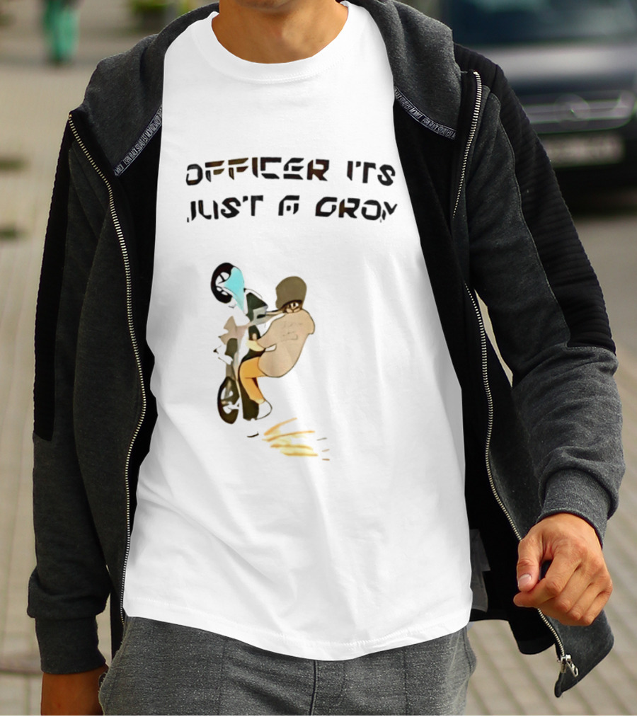 Officer It's Just A Grom Motorcycle Stunt Racing T-Shirt