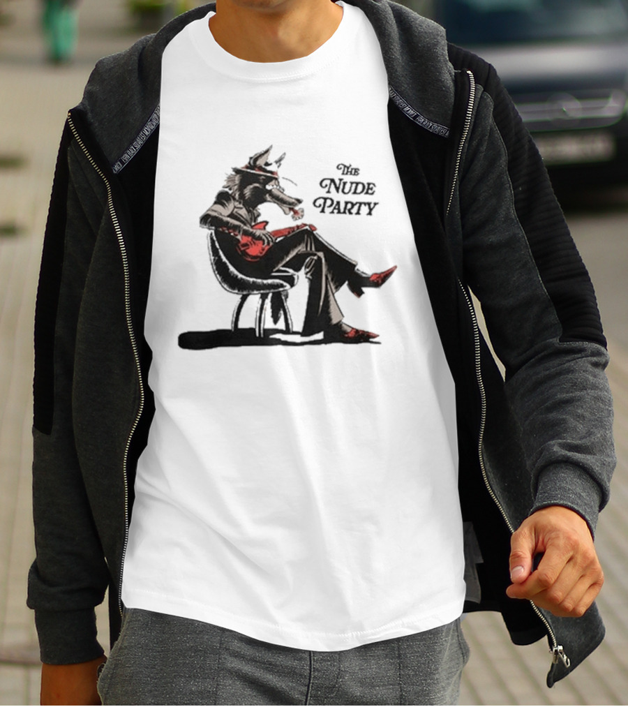 The Nude Party Wolf Playing Electric Guitar T-Shirt