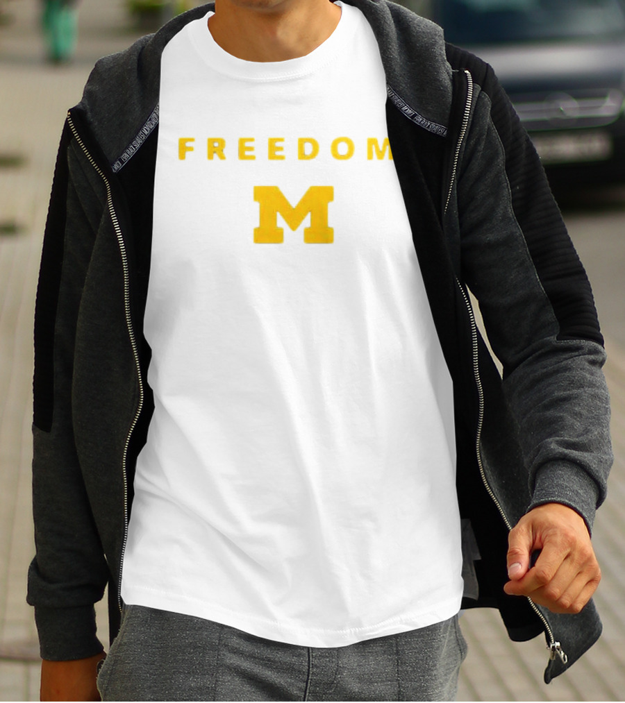 University Of Michigan Freedom M Charlie Kirk 2 Sided T-Shirt