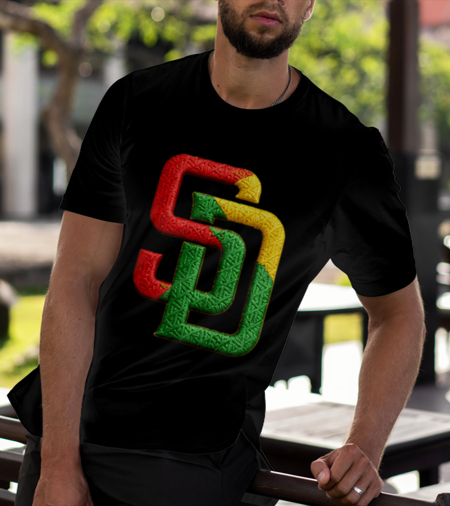 Padres African American Heritage 2026 Giveaway SD Red Gold Green T-Shirt