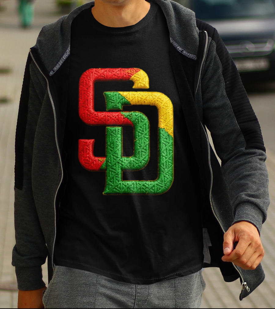 Padres African American Heritage 2026 Giveaway SD Red Gold Green T-Shirt