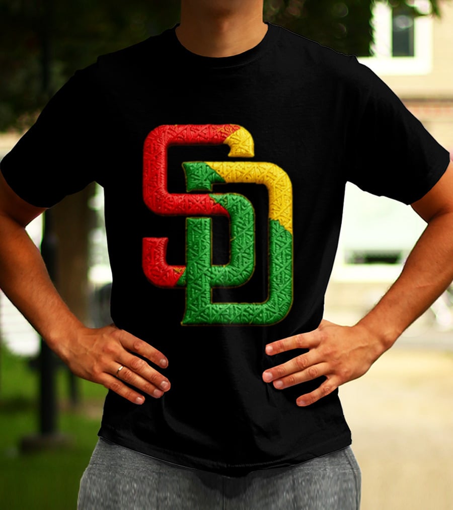 Padres African American Heritage 2026 Giveaway SD Red Gold Green T-Shirt