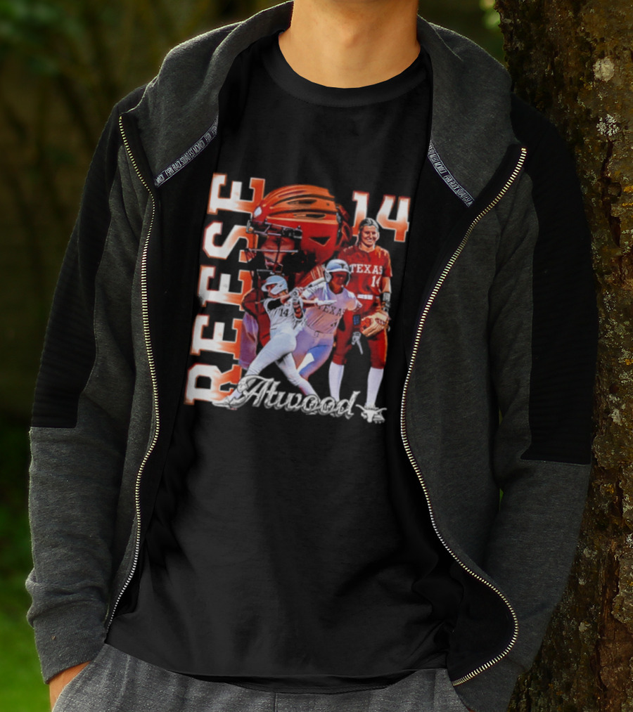 Reese Atwood 14 Texas Longhorns Softball Player White Uniform And Red Helmet T-Shirt