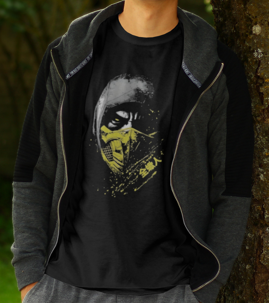 Scorpion Get Over Here Mortal Kombat Classic Yellow Mask T-Shirt