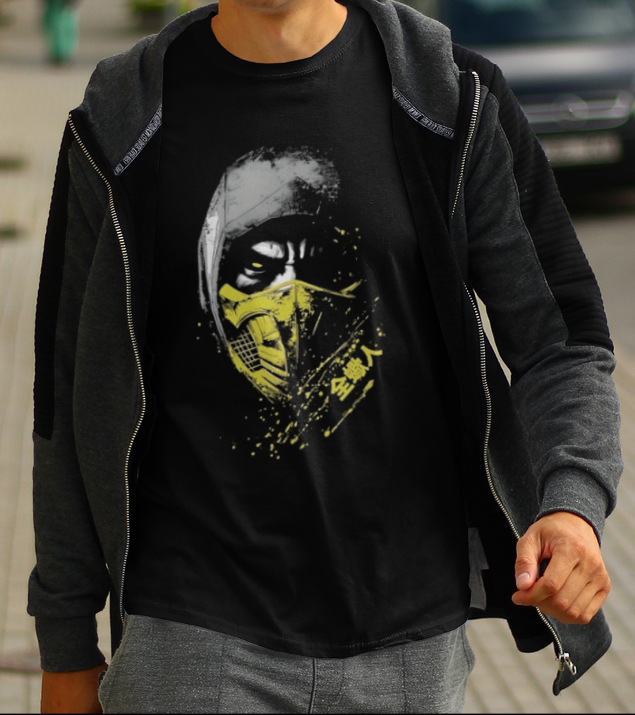 Scorpion Get Over Here Mortal Kombat Classic Yellow Mask T-Shirt