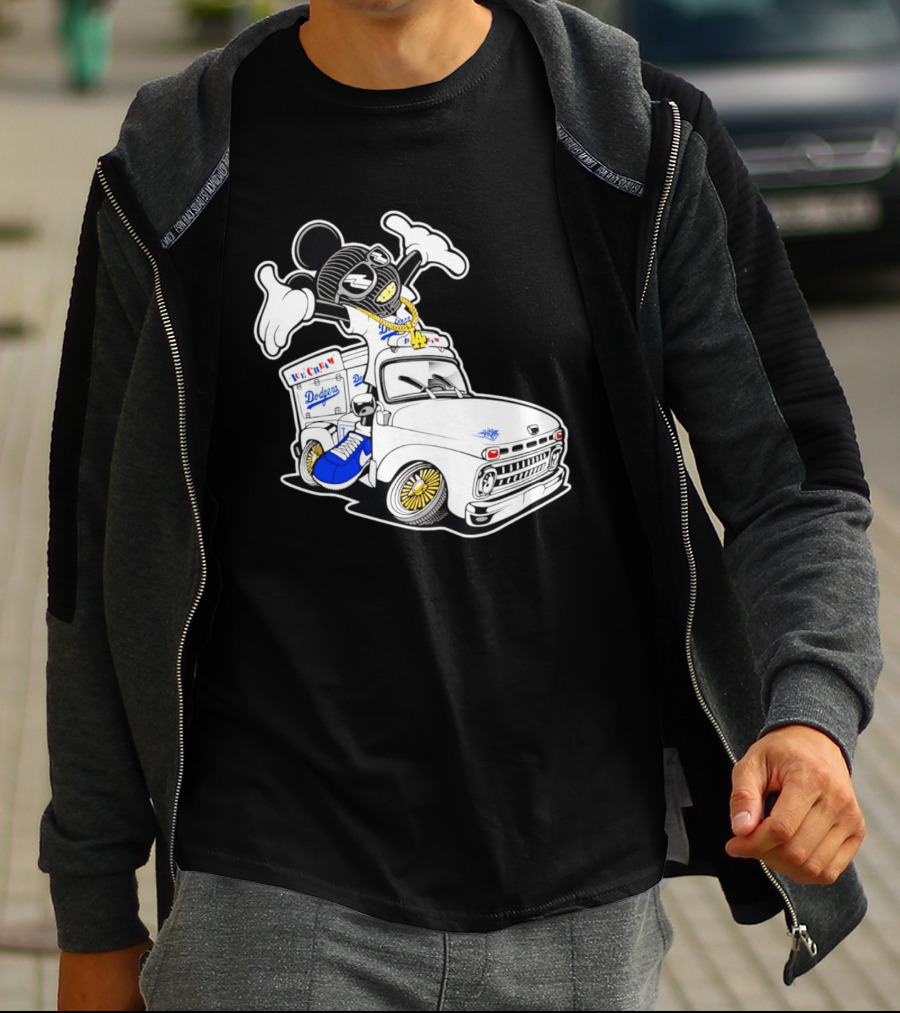 Los Angeles Dodgers Mickey Ice Cream Truck Sneaker Chain T-Shirt