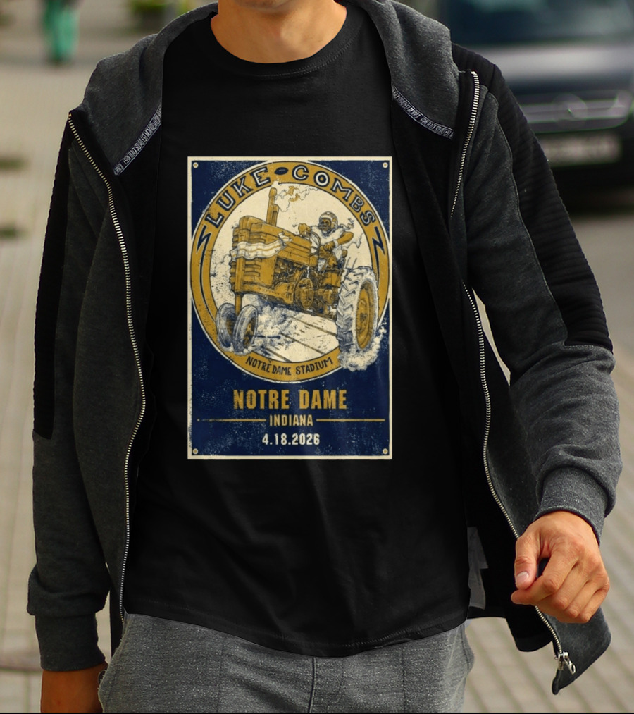 Luke Combs Notre Dame Stadium Indiana Tractor April 18 2026 T-Shirt