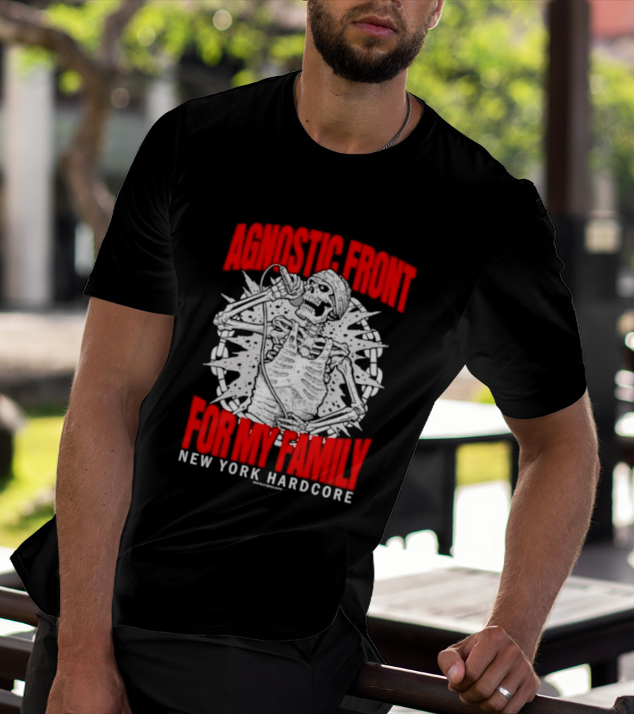 Agnostic Front Skeleton For My Family New York Hardcore T-Shirt