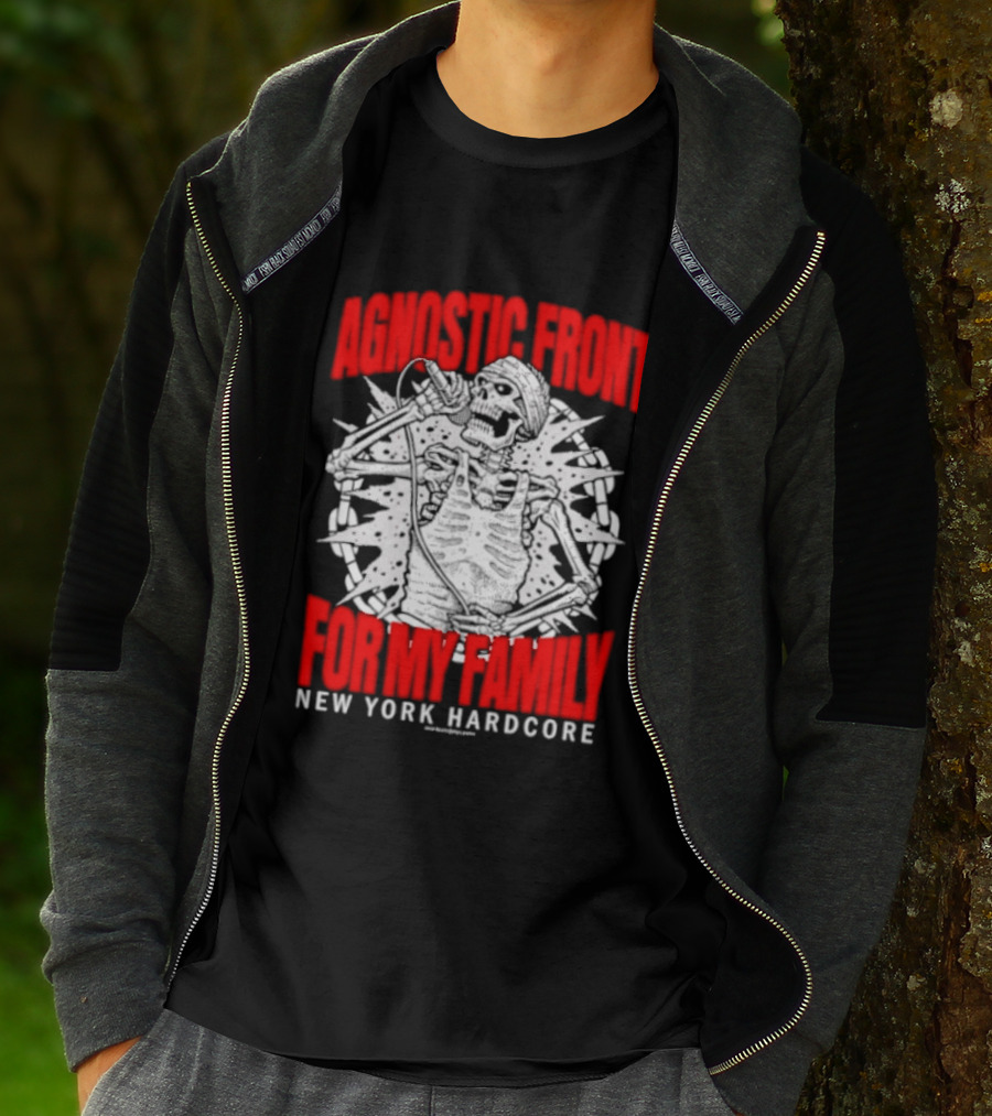 Agnostic Front Skeleton For My Family New York Hardcore T-Shirt