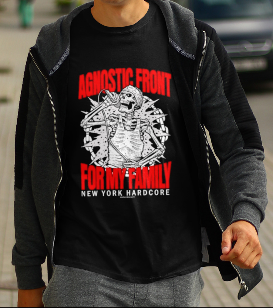 Agnostic Front Skeleton For My Family New York Hardcore T-Shirt