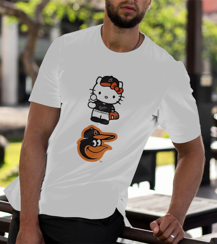 Hello Kitty Baltimore Orioles Baseball Fan Merchandise T-Shirt