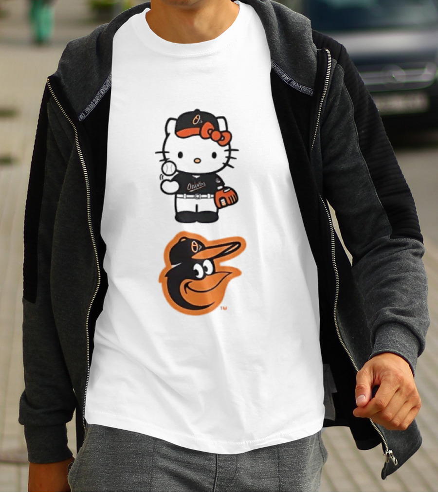 Hello Kitty Baltimore Orioles Baseball Fan Merchandise T-Shirt