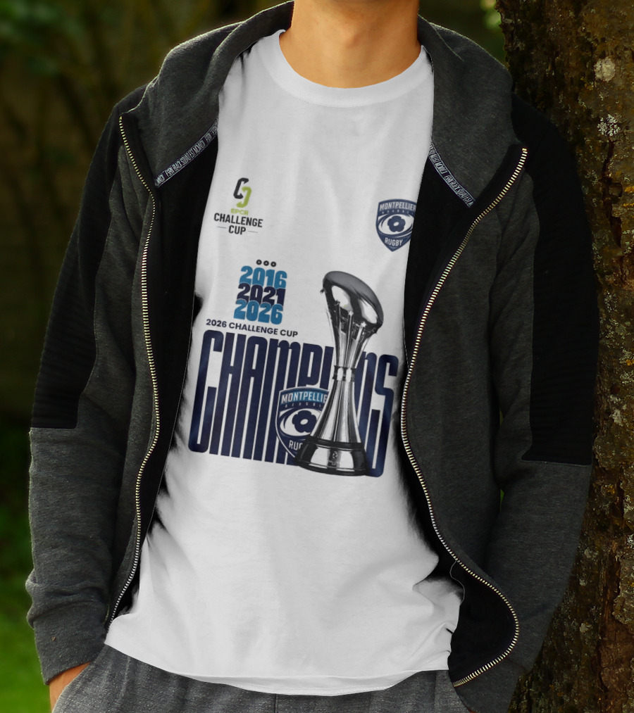 Montpellier Herault Champions European Rugby Challenge Cup 2016 2021 2026 T-Shirt