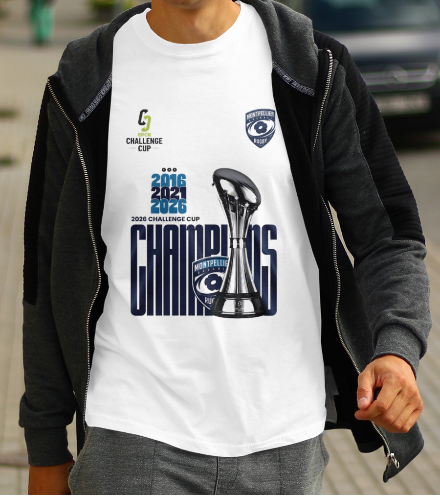 Montpellier Herault Champions European Rugby Challenge Cup 2016 2021 2026 T-Shirt