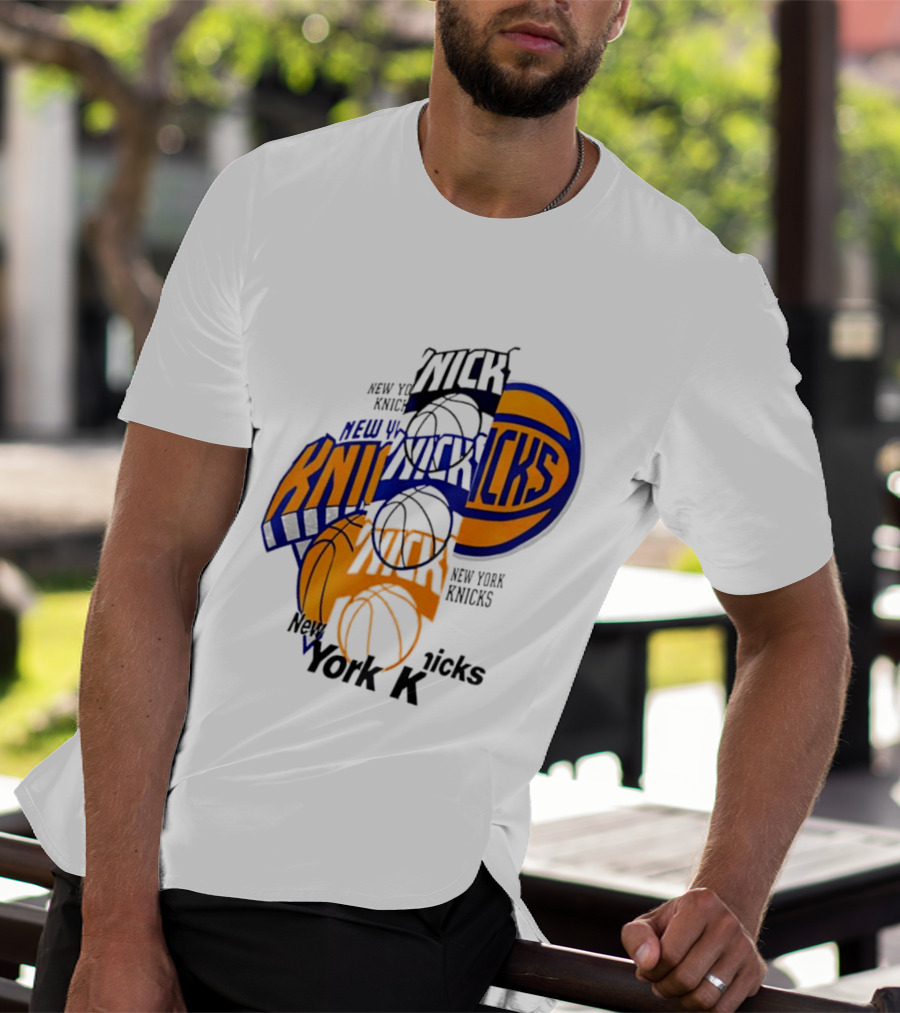 New York Knicks Basketball Collage Fragmented T-Shirt