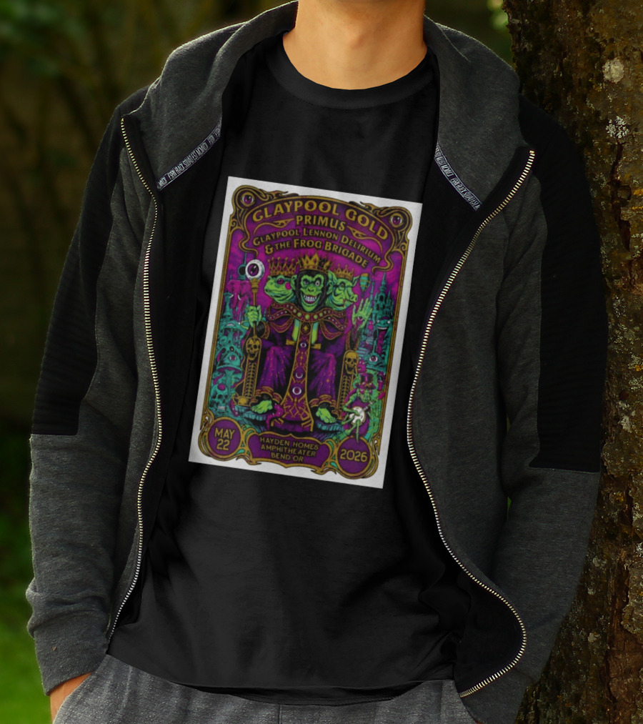 GLAYPOOL GOLD PRIMUS Frog Brigade May 22 2026 Bend OR Hayden Homes Amphitheater T-Shirt