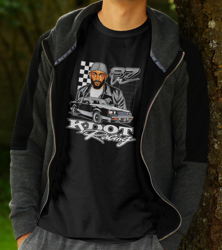 Kdot Racing 87 Vintage Car And Checkered Flag T-Shirt