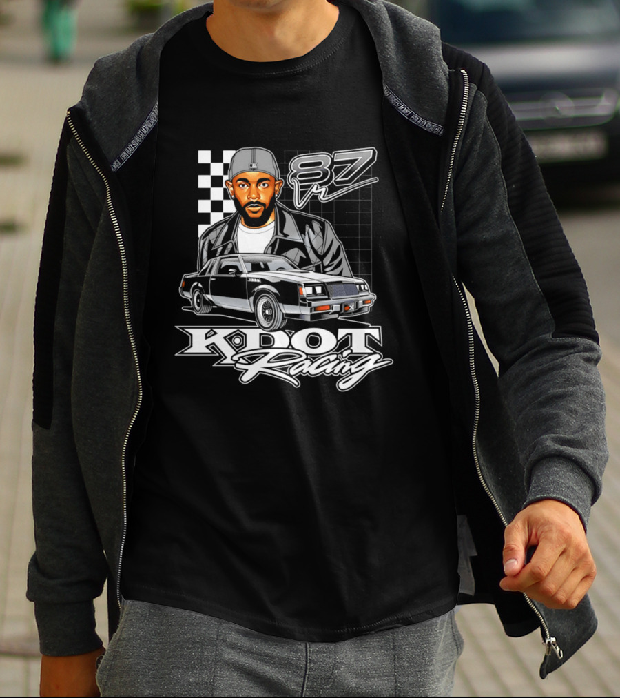 Kdot Racing 87 Vintage Car And Checkered Flag T-Shirt