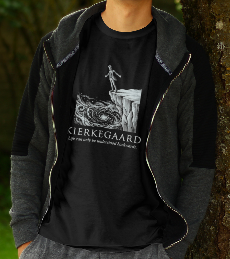 Kierkegaard Life Can Only Be Understood Backwards Cliff Edge T-Shirt